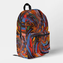 Mochila Impresa Arte abstracto de pintura colorida arremolinada