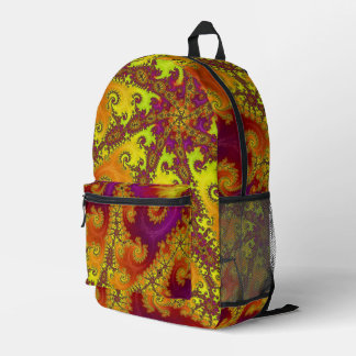 Mochila Impresa Arte abstracto funky fractal en espiral vibrante y