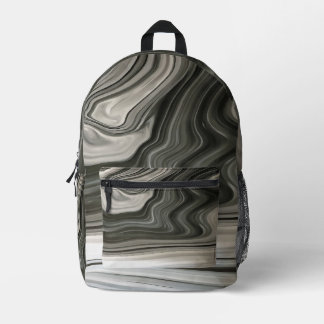 Mochila Impresa Arte abstracto monocromo de vertido acrílico gris
