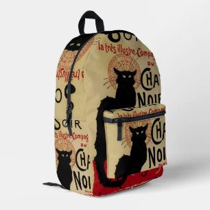 Mochila Impresa Arte Antiguo Modernista, Esta Noche Gato Negro Gat