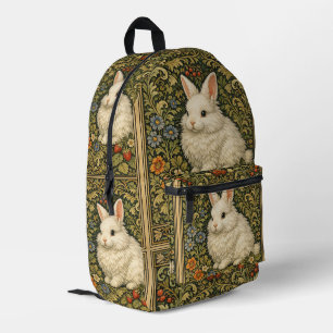Mochila Impresa Arte antiguo nouveau conejo blanco 