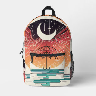 Mochila Impresa Arte Boho Moon & Starry Rain