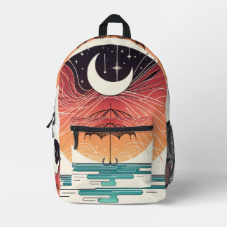 Mochila Impresa Arte Boho Moon & Starry Rain