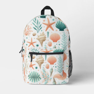 Mochila Impresa Arte de Conchas Costeras