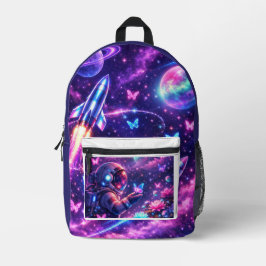 Mochila Impresa Arte de Galaxia Mariposa Espacial de Neón