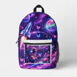 Mochila Impresa Arte de Galaxia Mariposa Espacial de Neón