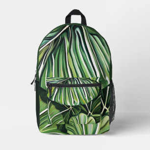 Mochila Impresa Arte de hojas tropicales verdes