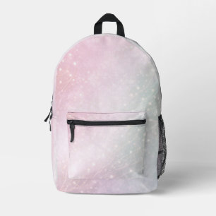Mochila Impresa Arte de IA con patrones de rosa rubor y menta suav