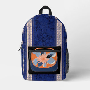 Mochila Impresa Arte de IA de Naranja Azul Tropical