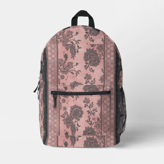 Mochila Impresa Arte de IA floral de rosa vintage polvoriento rosa