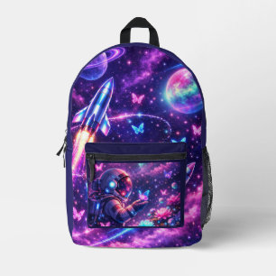 Mochila Impresa Arte de la Galaxia de la Mariposa Espacial de Neón