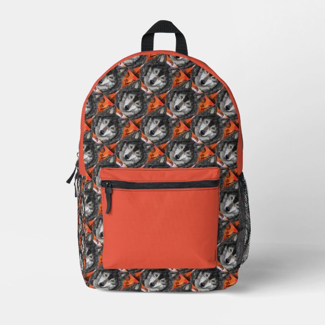 Mochila Impresa Arte de Lobo (Anverso)