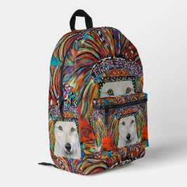Mochila Impresa Arte de Lobo Blanco