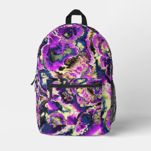 Mochila Impresa Arte de mármol fractal boho hippie trippy vibrante