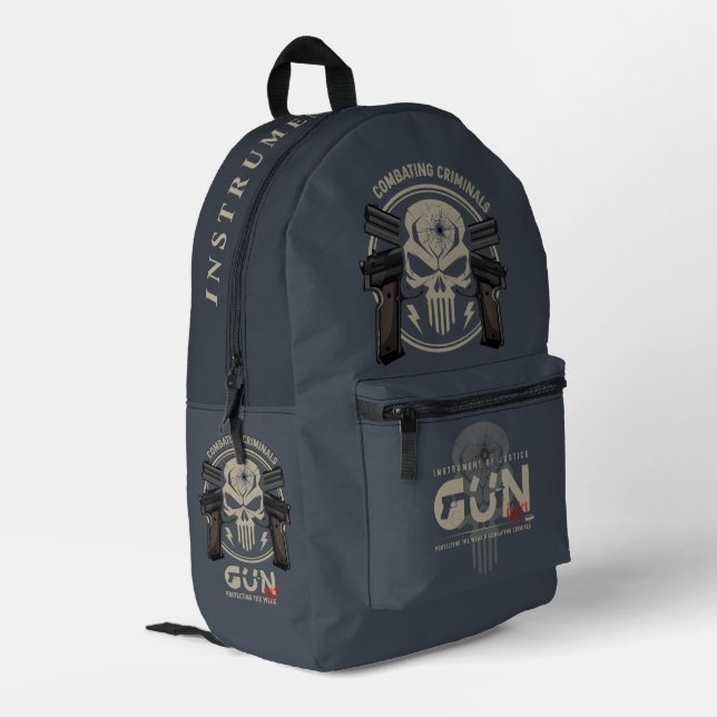 Mochila Impresa Arte de monograma de arma (2) |  (Esquina izquierda trasera)