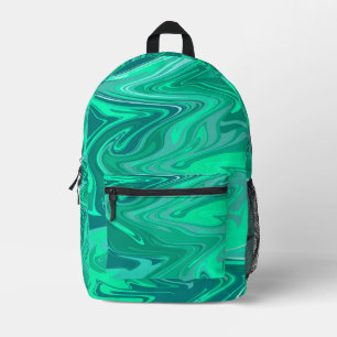 Mochila Impresa Arte de remolino azul verdoso/ turquesa
