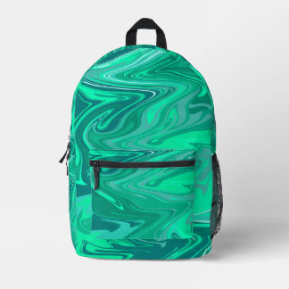 Mochila Impresa Arte de remolino azul verdoso/ turquesa