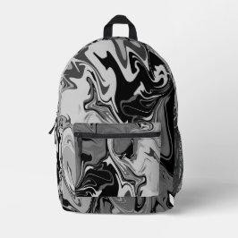 Mochila Impresa Arte de remolino negro y gris