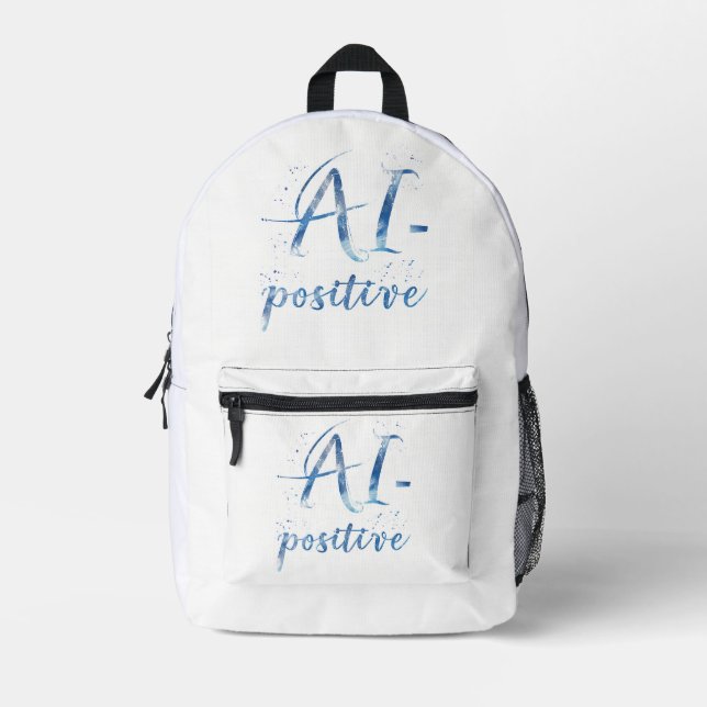 Mochila Impresa Arte de texto positivo para IA (Anverso)