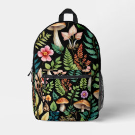 Mochila Impresa Arte de Woodland en un hongo boscoso oscuro