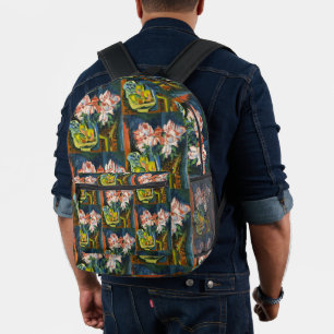 Mochila Impresa Arte Floral Expresionista de Rosas Rosadas Kirchne
