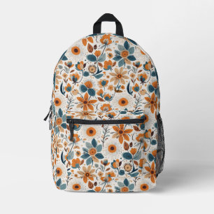 Mochila Impresa Arte Folclórico Boho Pradera Floral Flor Silvestre