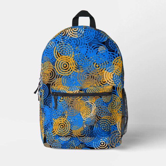 Mochila Impresa Arte fractal Círculos azules Girar Mandala Arte Pa (Anverso)