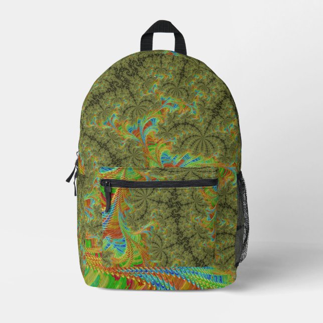 Mochila Impresa Arte fractal espiral trippy psicodélico (Anverso)