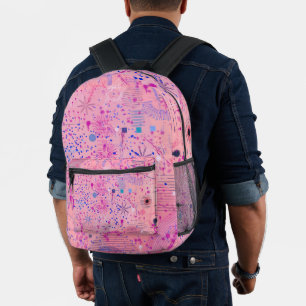Mochila Impresa Arte maximalista de la fiesta rosa