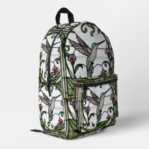 Mochila Impresa Arte nuevo de vidrio teñido elegante colibrí