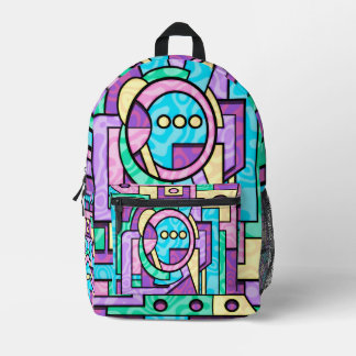 Mochila Impresa Arte Pop Geométrico Kawaii