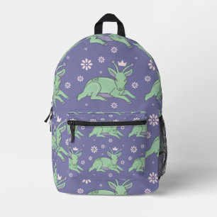 Mochila Impresa Arte popular de ciervo alienígena   Ciervo verde c