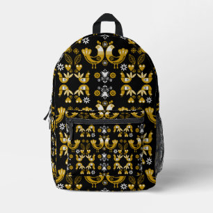 Mochila Impresa Arte Popular Escandinavo Aves