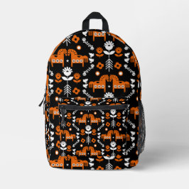 Mochila Impresa Arte popular escandinavo de caballos