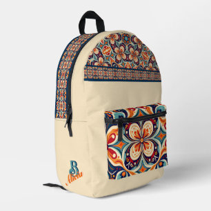 Mochila Impresa Arte popular mexicano revisitado floral personaliz