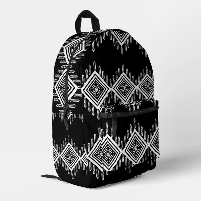 Mochila Impresa Arte tribal blanco y negro (Esquina izquierda trasera)