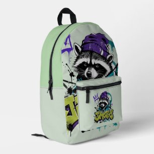 Mochila Impresa Arte Urbano Graffiti Mapache Estilo Punk