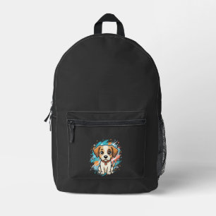 Mochila Impresa Arte vectorial de perro lindo con salpicaduras de 