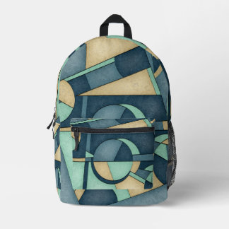 Mochila Impresa Arte Verde Deco Bauhaus