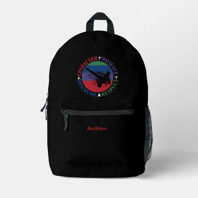Mochila Impresa Artes marciales - Valores básicos de karate (Anverso)