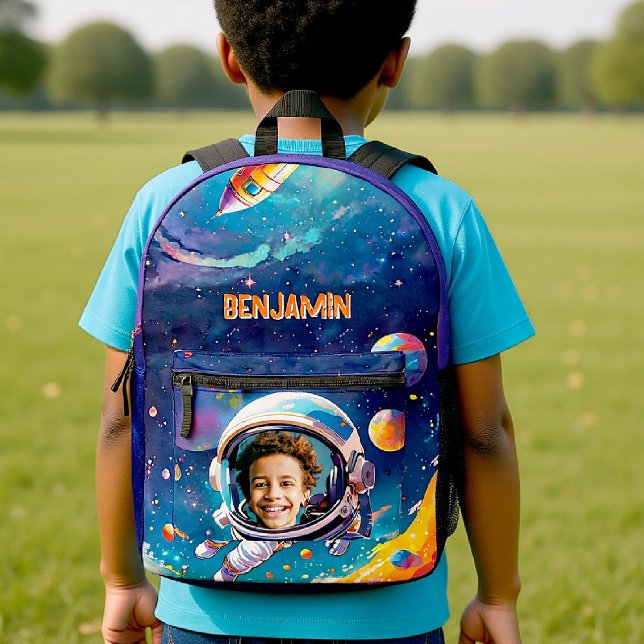 Mochila Impresa Astronaut Deep Space Sky Planets Photo Kids Gift  (space theme gift for kids personalized backpack planets galaxy sky astronaut)