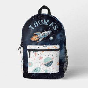 Mochila Impresa Astronauta en el espacio con planetas, naves espac