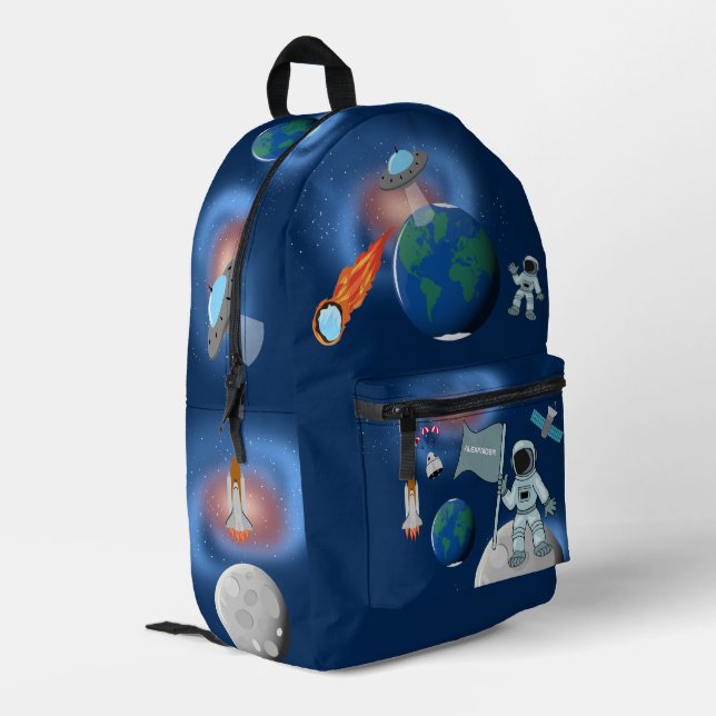Mochila Impresa Astronauta en la galaxia espacial nombre personali (Esquina izquierda trasera)