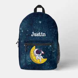 Mochila Impresa Astronauta Personalizado en la Luna con Cohete