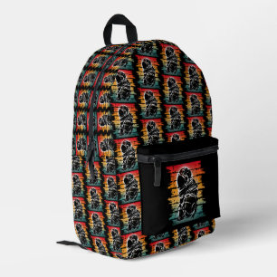Mochila Impresa Astronauta Vintage Negro Y Blanco