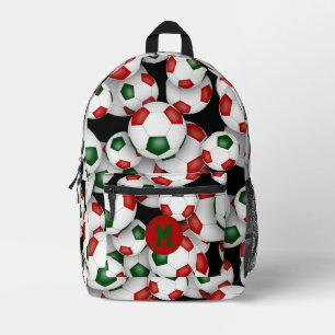 Mochila Impresa atleta de fútbol colores del equipo rojo verde