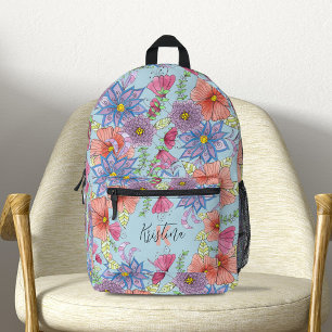 Mochila Impresa Atractivo acuarela Floral nombre botánico personal