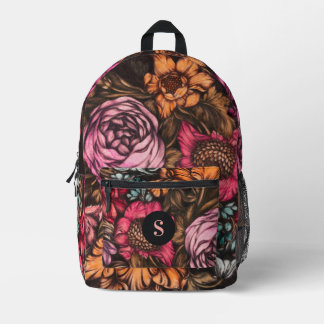 Mochila Impresa Audaz moraleja vintage florals magenta monograma