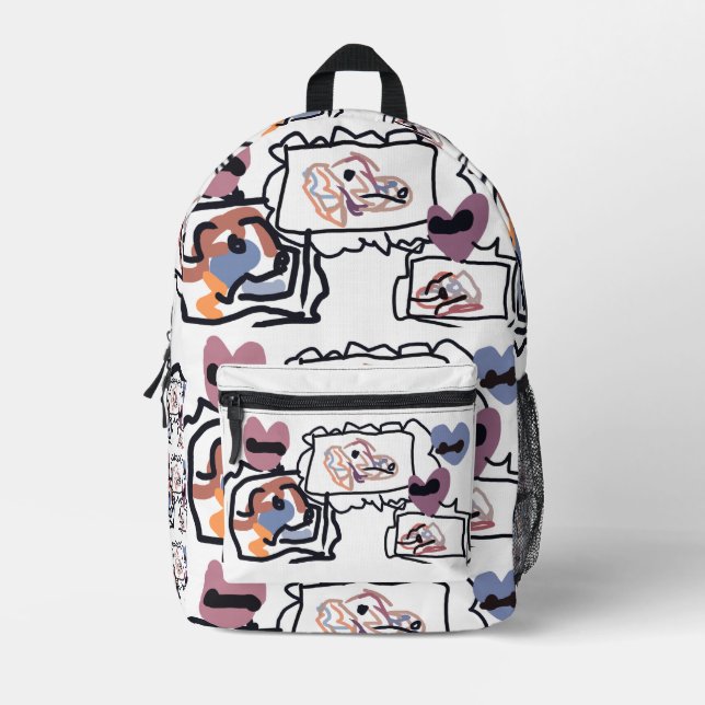 Mochila Impresa Australian Shepherd hearts  (Anverso)