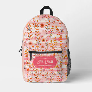 Mochila Impresa Ava Leigh Floral color de agua rosa y Naranja
